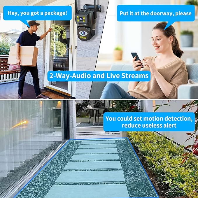 Security Cameras Outdoor WiFi,5G/2.4G Cameras for Home Security with Dual Lens,Motion Tracking,Night Vision,24/7 continous Record,Work with NVR/DVR Surveillance System,Weather Proof,SD/Cloud Storage