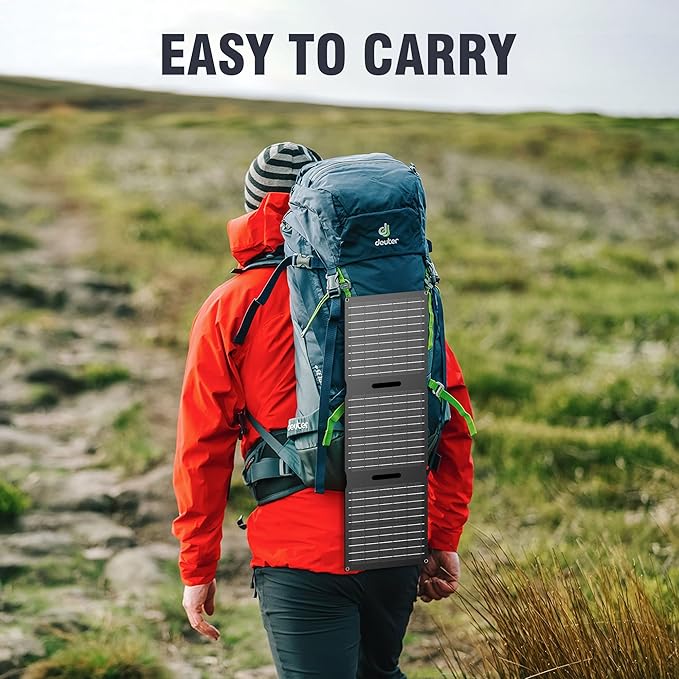 Portable Solar Panel Charger 22W, ZeroKor Foldable Solar Panel Kit with DC USB C USB A Out for Phone Pad Power Bank Smart Device, High Efficiency Waterproof Panel for Camping Backpacking Hiking