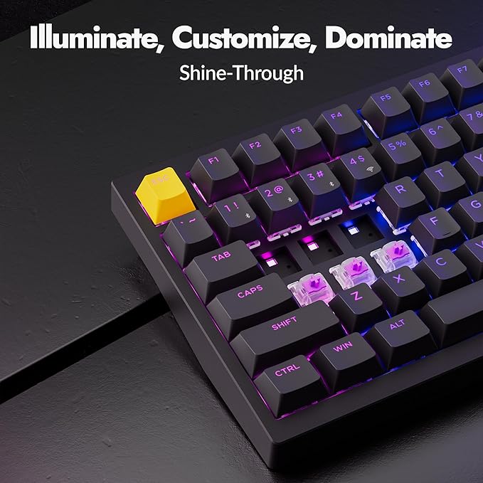 P1 HE 75% Wireless Custom Mechanical Gaming Keyboard with Gateron Double-Rail Magnetic Switches Knob Version, QMK 2.4 GHz Bluetooth 5.2 RGB Backlight Compatible with Mac Windows Linux-Black