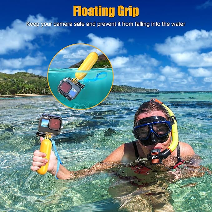 Waterproof Case with Dive Filters for GoPro Hero 13 /Hero 12 /Hero 11 /Hero 10 /Hero 9 Black, 230FT/70M Underwater Protective Housing Dive Kit, Professional Action Camera Dive Accessory