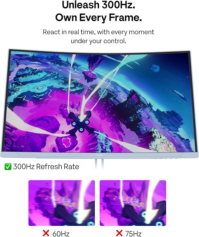 Pixio PXC279 Wave Blue 27 inch 300Hz Refresh Rate FHD 1080p Resolution 1650R Curved Fast VA Panel 1ms GTG Response Time Adaptive Sync HDR Curved Gaming Monitor