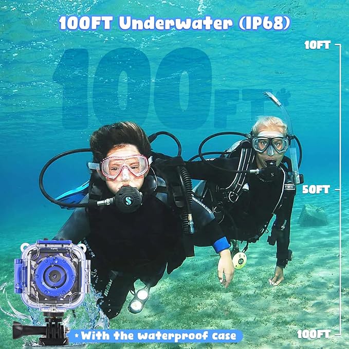 PROGRACE Kids Waterproof Camera for Boy Toys -Waterproof Digital Camera Underwater Video Cameras for Boys Kids Age 3-14 Year Old Birthday Presents with 32GB Card