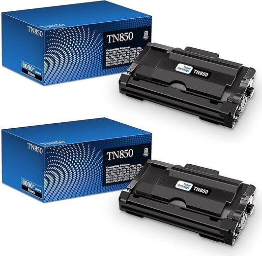 TN850 2-Pack High Yield Toner Cartridge Compatible for Brother TN850 TN-850 Toner Cartridges for Brother HL-L6200dw HL-L5200dw MFC-L5850dw MFC-L5700dw MFC-L5900dw MFC-L6800dw Printer Black Ink