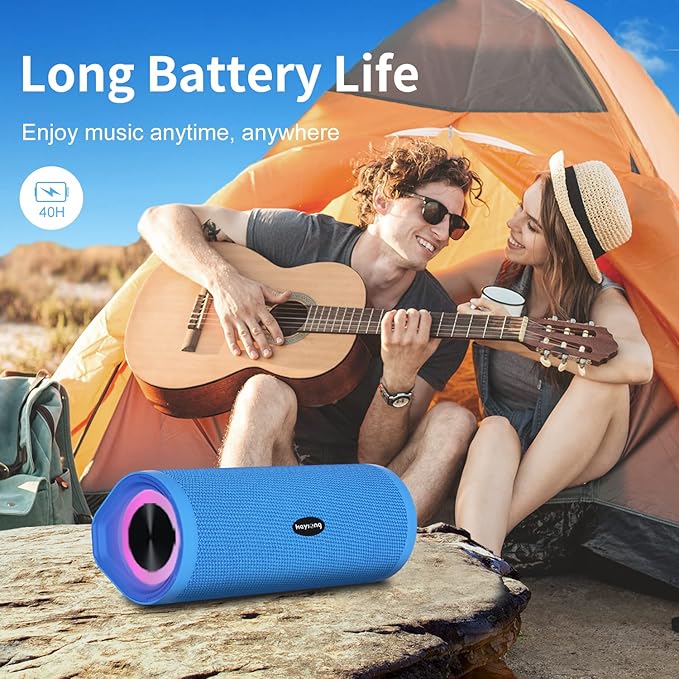 HEYSONG Portable Bluetooth Speaker, Waterproof Wireless Shower Outdoor Speakers, IPX7 Floating, 5000mAh, TF Card, Good Bass, Loud Sound for Beach, Pool, Kayak Accessories, Gifts for Men Women - Blue