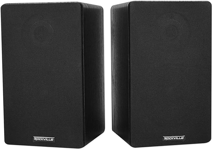 Rockville Pair RockShelf 58B V2 360W Black 5.25" Bookshelf Speakers/8 Ohm, Kevlar Woofers, Silk Dome Tweeters, Wall-Mountable, for Home Theater and Music Enthusiasts