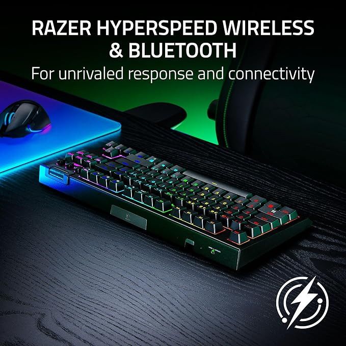 Razer BlackWidow V4 TKL HyperSpeed Wireless Hot Swappable Gaming Keyboard: Orange Tactile Switches - Wireless & Bluetooth - Multi-Function Roller & Control Buttons - Chroma RGB - Long Battery Life