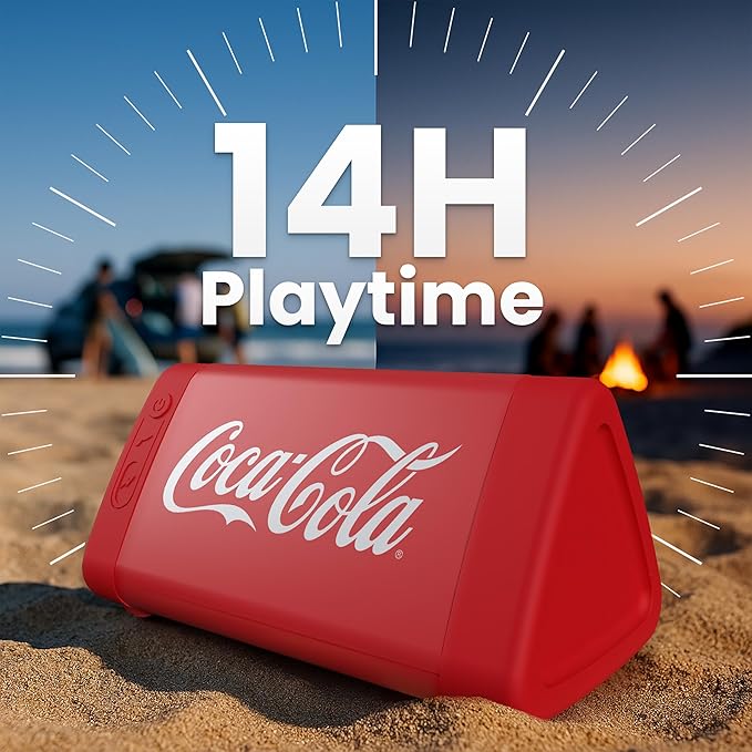 Oontz Upgraded Angle 3 Portable Bluetooth Speaker 5.0, 2 Pack - 10W Sound, 14-Hr Battery, 100ft Wireless Range, IPX5 Water-Resistant, Budget Small Speaker for Travel, Outdoor or Home (Coca-Cola Red)