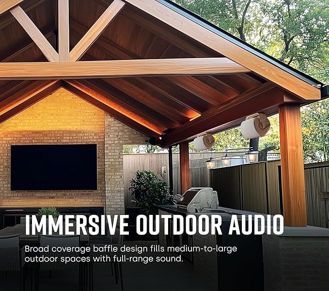 Polk Audio Atrium 6 Outdoor All-Weather Speakers with Bass Reflex Enclosure (Pair, White), Broad Sound Coverage, Speed-Lock Mounting System (Pack of 4)