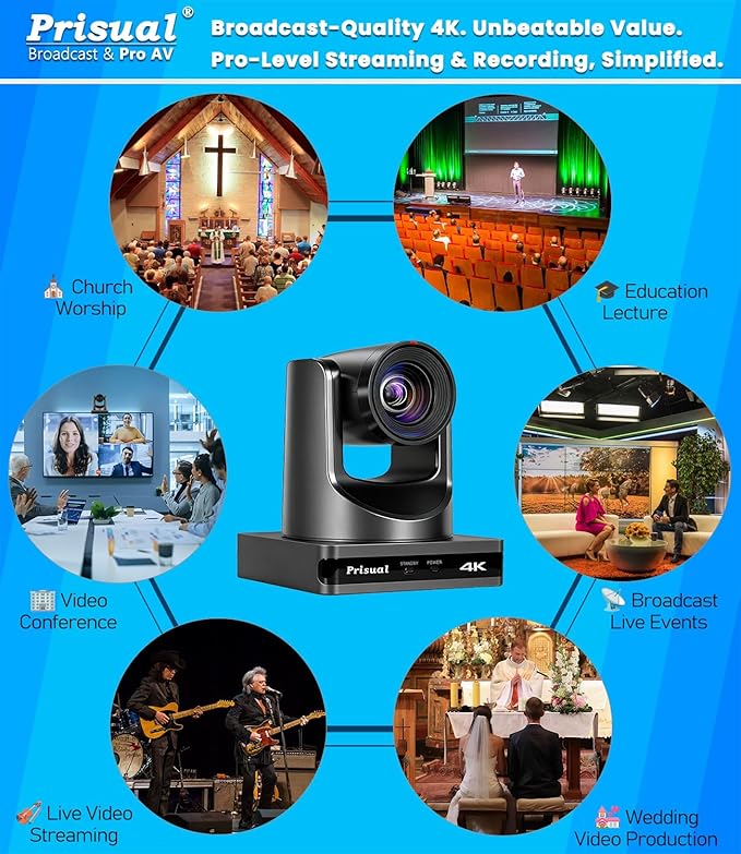 4K HDMI/IP/USB PTZ Camera 20X, Advanced PTZ Auto Tracking Camera, 1/1.8”4K UHD 30P with Built-in Tally Light for Church Conference Events, PoE, PT20X-4K (NDI Upgrade for Free)