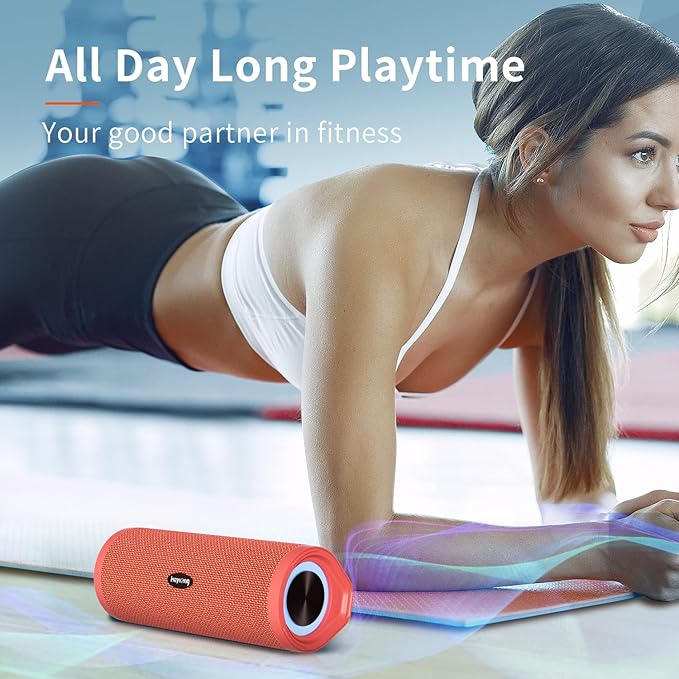 HEYSONG Portable Bluetooth Speaker, Waterproof Wireless Shower Speakers with Good Bass, IPX7 Floating, 5000mAh, TF Card, Loud Sound for Beach, Pool, Kayak Accessories, Gifts for Women-Papaver red