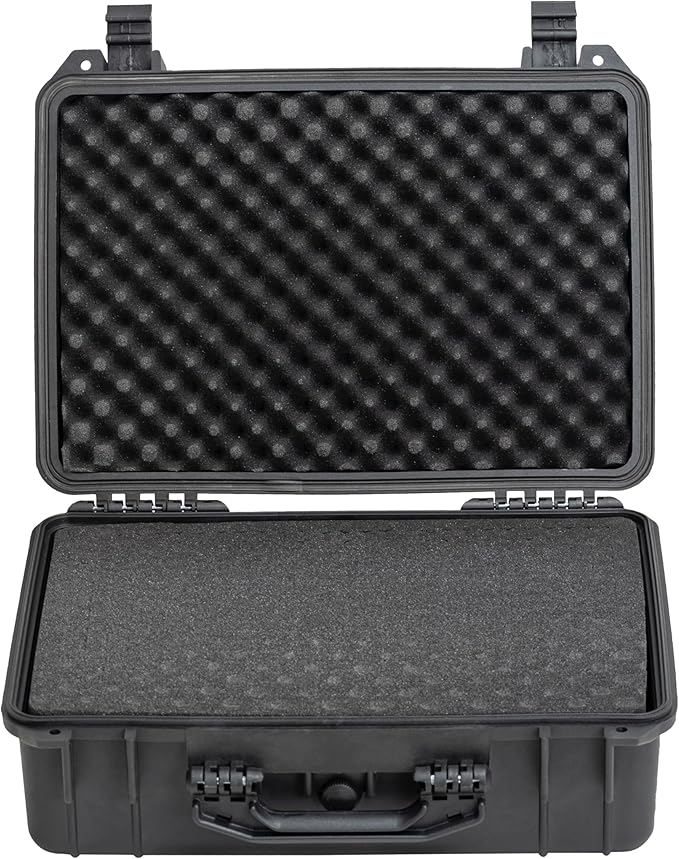 MEIJIA Portable All Weather Waterproof Camera Case with Customized Fit Foam,Fit Use of Drones,Camera,Equipments,Pistols,Elegant Black(18.3 ”x14.57”x8.66”)