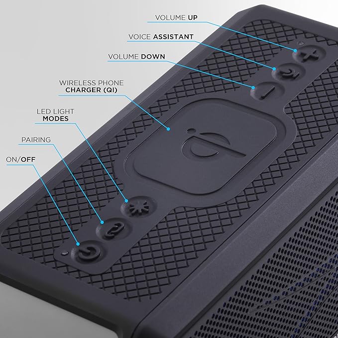 Altec Lansing Loud Portable Speakers Bluetooth Wireless Waterproof - MultiColor LED, 20 Hour Playtime, Mount Included | HydraBLAST 2.0 Magnetic Bluetooth Speaker for Travel, Home and Outdoor Adventure