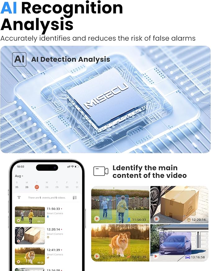 2K Solar Camera Outdoor Wireless, WiFi Cameras for Home Security with Solar Panel, Spotlight Color Night Vision, AI Motion Detection, Siren Alarm, 2-Way Talk, IP66, Cloud/SD Storage 2 Pack