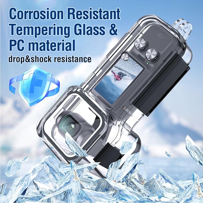 Waterproof Housing Case for DJI Osmo Pocket 3, Touchscreen Underwater Diving Protective Shell Waterproof up to 50m/164/ft with Helmet Bracket & 1/4 Bracket Accessories