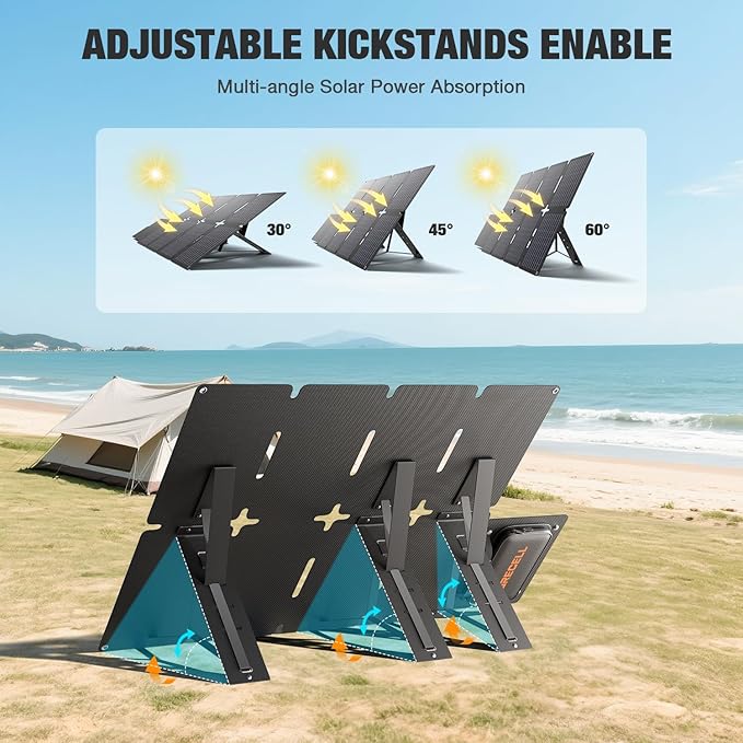 GRECELL 80W Foldable Solar Panel, Portable Solar Charger with USB-A and USB-C QC3.0 (18W) IP67 Waterproof Outdoor Cell Phone Solar Charger for Power Banks Tablets Small Power Station