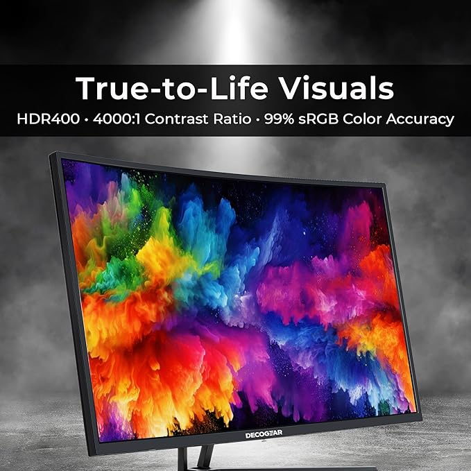 Deco Gear 39" Curved Widescreen Gaming Monitor | 2560x1440 | 1ms MPRT | 165 Hz | 16:9 | HDR400 | 4000:1 | 1 x HDMI | 1 x DisplayPort