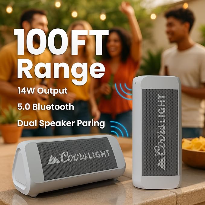 OontZ Ultra Portable Bluetooth Speaker 5.0 - IPX7 Waterproof, 14W Enhanced Sound, 20-Hr Battery, 100ft Wireless Range, Deep Bass and Clear Audio, Durable Shower Speaker for Pool or Beach (Coors White)