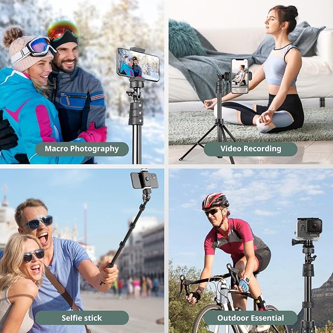 SENSYNE 72" Phone Tripod, Extendable Cell Phone Tripod Stand, Selfie Stick with Wireless Remote and Phone Holder, Compatible with iPhone Android Phone, Camera