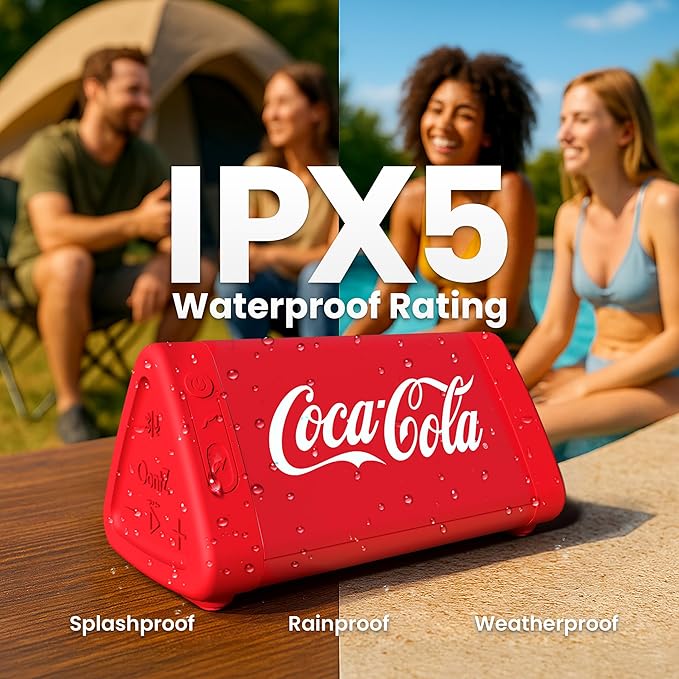 Oontz Upgraded Angle 3 Portable Bluetooth Speaker 5.0, 2 Pack - 10W Sound, 14-Hr Battery, 100ft Wireless Range, IPX5 Water-Resistant, Budget Small Speaker for Travel, Outdoor or Home (Coca-Cola Red)