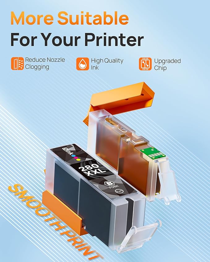 4 Pack PGI-280XXL PGBK Ink Replacement for Canon 280 PGBK PGI-280XXL PGI 280 XXL Compatible with PIXMA TR8620a TR8622a TR8600 TR8520 TS9521c TR7520 TS9120 TR8622 TS9520 TS6220 TS6320 TS702a Printers