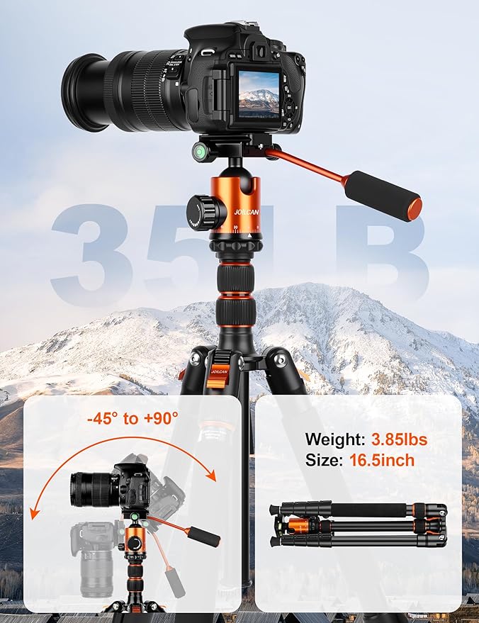 Camera Tripod, 83" Heavy Duty Aluminum Tripod for DSLR/Camera/Smartphone - with Handle, Converts to Monopod, Holds 35lbs