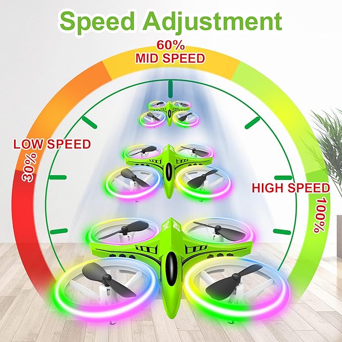 Dwi Dowellin Mini Drone for Kids Crash Proof LED Night Lights One Key Take Off Landing Flips RC Remote Control Small Flying Toys Drones for Beginners Boys and Girls Adults Nano Quadcopter, Green
