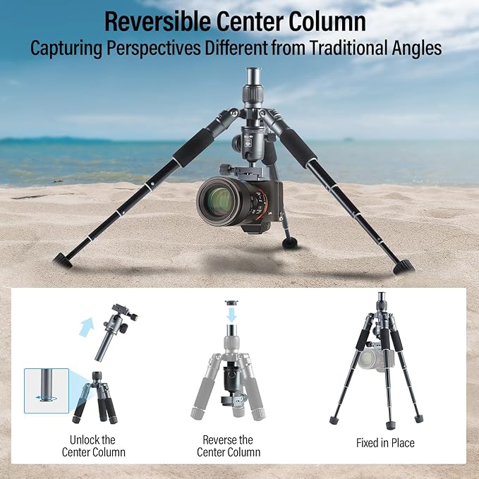 SIRUI Compact Mini Desktop Tripod, 20" Aluminum Portable Small Tabletop Tripod Stand with 360° Ball Head for DSLR, Camera, Phone, Loaded up to 17.64lbs, Phone Holder Included, AM-TT50