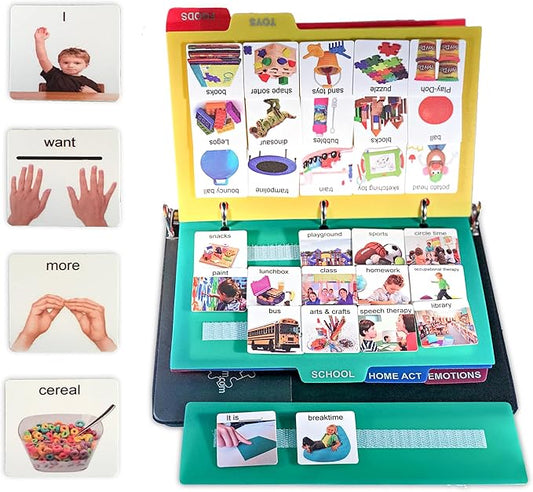 Visual Communication Book,162 ASD Photo Picture Cards: Autism Language Vocabulary, Speech Articulation Therapy, ADHD & Aprexia Learning (English Plastic Real Photo Book, Large)