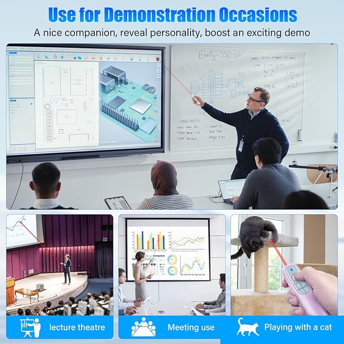 Presentation Clicker Wireless Presenter Remote Clicker, USB C PowerPoint Clicker for Presentation with Laser Pointer, RF 2.4GHz Computer Pointer Clicker Slide Advancer for Mac