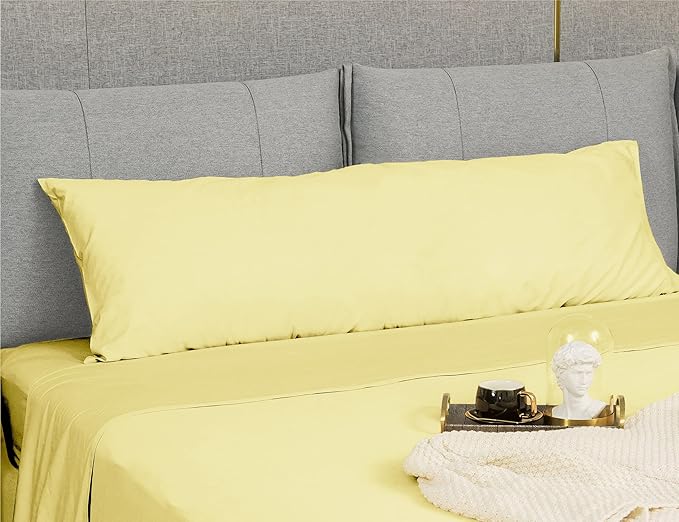 Sunflower Body Pillowcase 100% Cotton Long Pillow Cover/Case Envelope Closure 1 Pack, 21×54 inches Honeyed Straw, Soft and Breathable