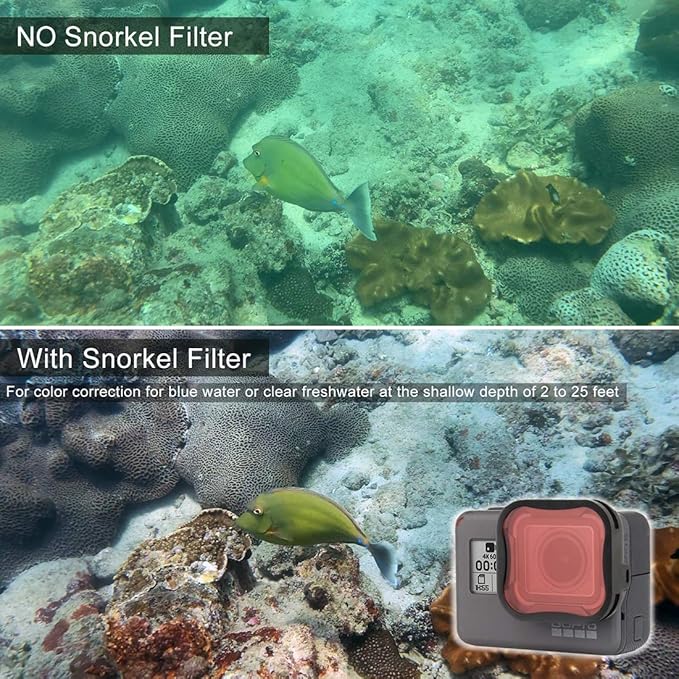 3 Pack Camera Lens Filter Set for GoPro Hero 5/6/7 Black/Hero (2018) Cameras, ND8 Filter Dive Filters(Light Red and Magenta Filter) - Used on Camera Lens Directly