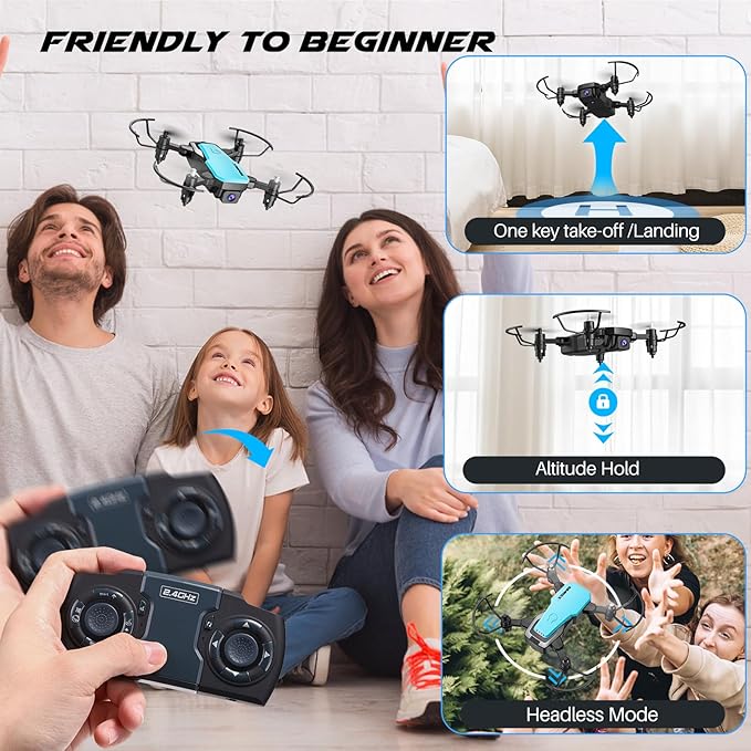 X300C Mini Drone with Camera 720P HD FPV, RC Quadcopter Foldable Drone With Altitude Hold, 3D Flip, Headless Mode, Gravity Control and 2 Batteries, Gifts for Kids, Adults, Beginner (Blue)