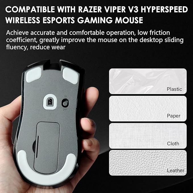 2 Pack V3 Hyper Speed Wireless Gaming Mouse Feet Sliding Stickers, Mice Glass Skates Pad, Replacement Glide Stickers for Smooth Control Precision on Any Gaming Surface (Glide Mice Skates)