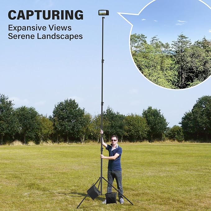 16.4' Heavy Duty Extreme Tall Video Camera Sports Tripod Stand, Sdfghj 16.4ft/500cm Sky High Tripod Light Stand with 1/4"& 3/8" Screw Adapter, Non-Slip Feet Wind Resistant, for Soccer/Basketball Games