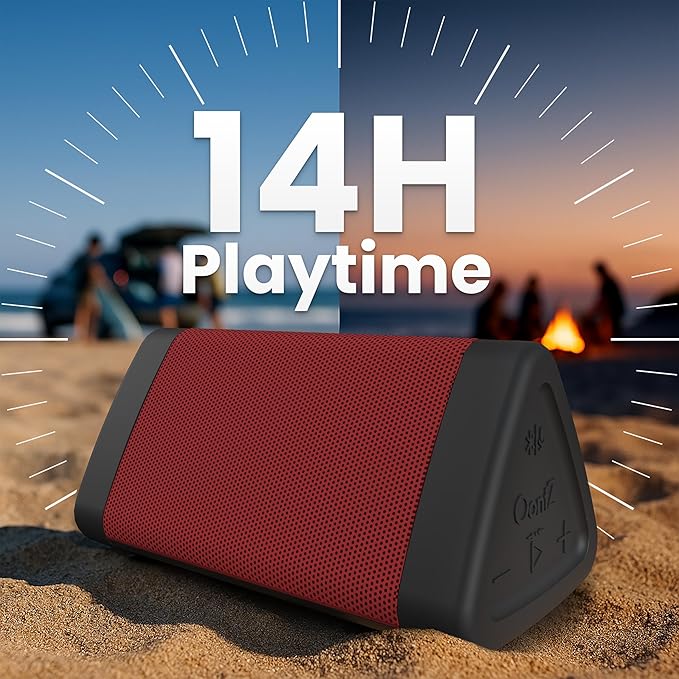 Oontz Upgraded Angle 3 Portable Bluetooth Speaker 5.0, 2 Pack - 10W Sound, 14-Hr Battery, 100ft Wireless Range, IPX5 Water-Resistant, Budget-Friendly Small Speaker for Travel, Outdoor or Home (Red)