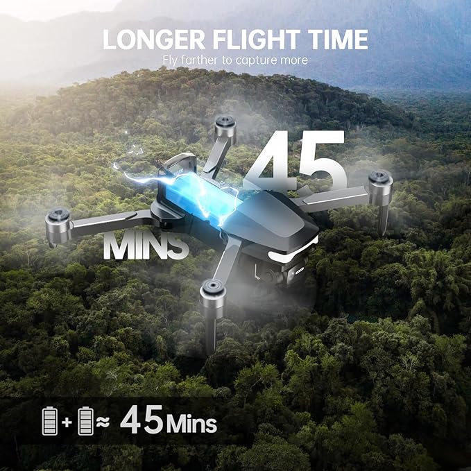 GPS Drone with Camera 4K, Under 249g, 45 Mins Flight, Brushless Motor, Light, Auto Follow, Tap Fly & Circle Fly, One Key Start, Foldable Drone for Adults Beginners