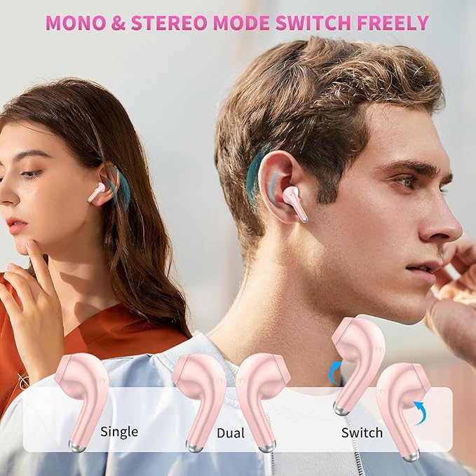 True Wireless Earbuds for iPhone 17 Pro Max 16 15 14 13 12 11 iPad Pro Air HiFi Stereo Bluetooth 5.3 Headphones with HD Mic Noise Canceling Android Earphone for Samsung Galaxy S25 S24 FE S23 S22 Ultra