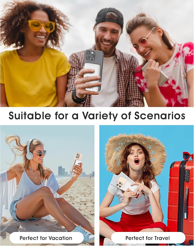 TG90° 2 Pack Portable Charger with Built-in Foldable AC Wall Plug and Cables, 5000mAh 3 Outputs Battery Pack Mini External Power Bank Compatible with iPhone and Android Smart Devices