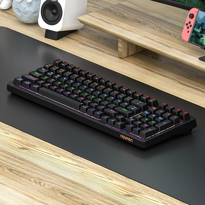 Newmen GM328 Gaming Mechanical Keyboard,18 LED Backlit Effects, 100 Keys, Wired Mechanical Keyboard with Linear Red Switch, Double-Shot Keycaps,Gaming Keyboards Compact Design for Gamers and Work