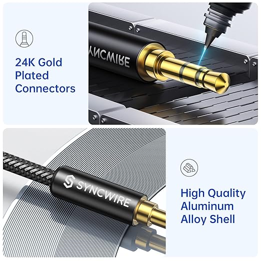 Syncwire Long Aux Cable 6.5Ft- Auxiliary Audio Cable for Headphones, Car, Home Stereos, iPhone/Ipad iPod/Echo Dot, Galaxy S8/ Galaxy Note 8/ Smartphones & More - Black