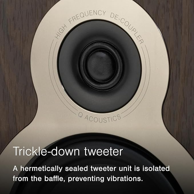 Q Acoustics 3030c Bookshelf Speakers Pair Claro Walnut - 2-Way Reflex Enclosure Type, 5.5" Bass Driver, 0.9" Tweeter - Stereo Speakers/Passive Speakers for Home Theater Sound System