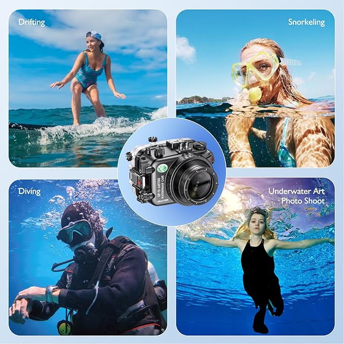 Sea frogs Underwater Camera Housing Compatible with Sony A6700 E 4/10-18 OSS IPX8 Maximum Diving Depth 40m/130ft Waterproof Camera Case for Diving, Surfing, Rowing, Skiing