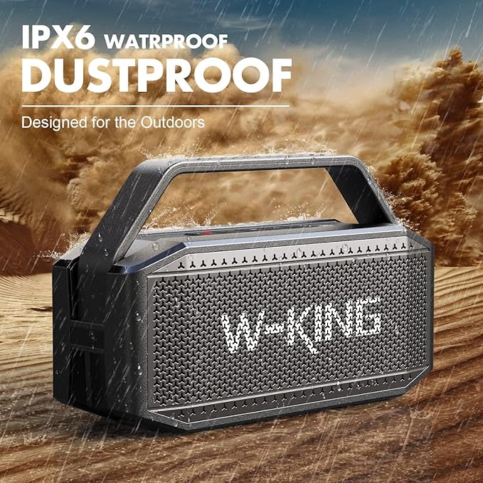 W-KING Portable Loud Bluetooth Speaker, 100W Max Waterproof Outdoor Speakers Bluetooth Wireless, IPX6 Party Big Large Speaker Boombox, 60W Exlarge Deep Bass Passive Radiator/40H/Power Bank/TF/AUX/EQ