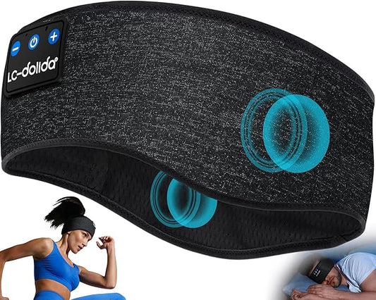 LC-dolida Headphones Headband Bluetooth Sleep Headphones for sleeping Music Band Cozy Sleep Mask Headphones with Thin HD Stereo Speakers Perfect for Side Sleepers,Sport,Travel Best Gifts for Men Women
