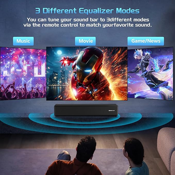 TV Sound Bar, Bluetooth Soundbar with Dolby Digital Surround Audio System for Smart TV, HDMI ARC/Opt/Aux Home Theater Speaker for Game/PC/Projector