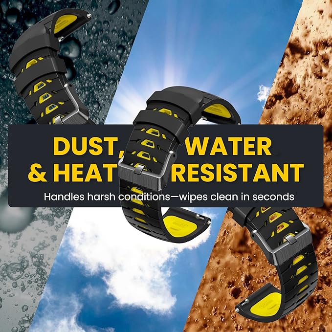 Silicone Watch Strap for Men, Silicone Smart Watch Band Strap for Original & Foreman, Smartwatch Accessories, Quick-Swap Design (Black and Yellow)