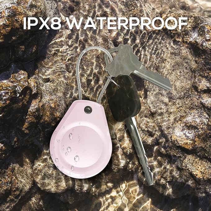Waterproof AirTag Holder - (4 Pack) Air tag Lock Keychain with Wire Cable Compatible with Apple AirTags, Ultra Durable Anti-Lost Protective Case for Luggage, Key, Backpack,Black/Pink