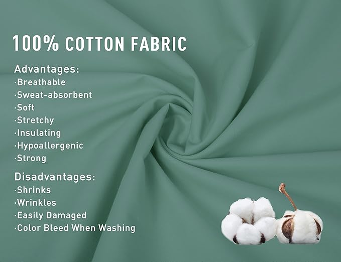 Sunflower Queen Pillowcases Set of 2, 100% Cotton Queen Size Pillow Cases 2, 20×30 inches Sagebrush Green, Soft and Breathable