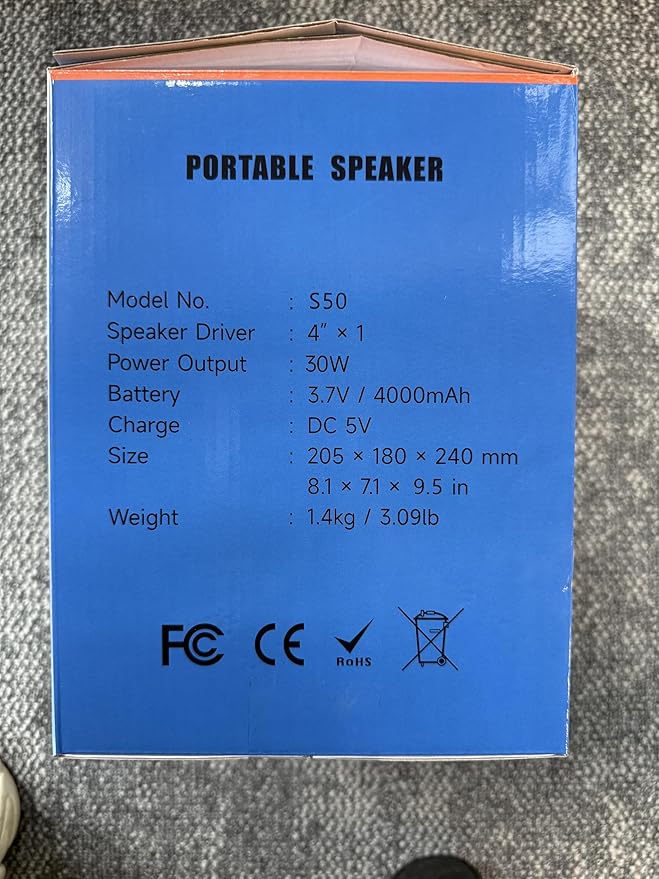 30W Portable Bluetooth Speaker Wireless with Loud Crystal Clear Stereo Sound - TWS Pairing & 24H Playtime with Led Lights | Small Party Speakers for Indoor/Outdoor, Travel, Gathering (1pcs)