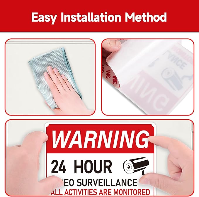 4PCS Video Surveillance Sign/All Activities Are Monitored, Waterproof Durable Security Camera Sign Sticker, Warning Signs for Home, Business, Property